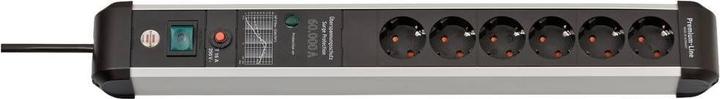 Produktbild Brennenstuhl 1391010601 Steckdosenleiste mit Schalter Silber-Schwarz Schutzkontakt 1 St. (6 x, CEE 7/3, 5 m)