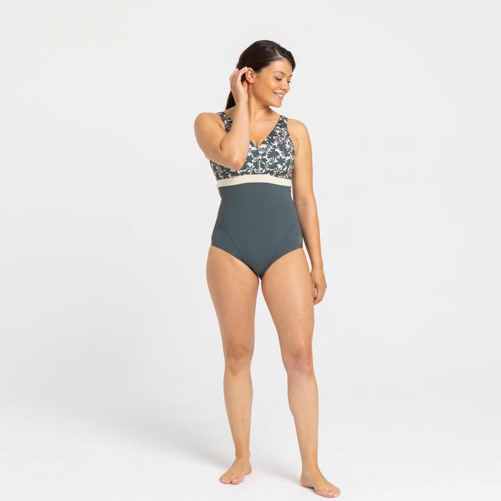 Produktbild Nabaiji Badeanzug Damen Mia Palm beige/khaki. Körbchengrösse D/E (46)