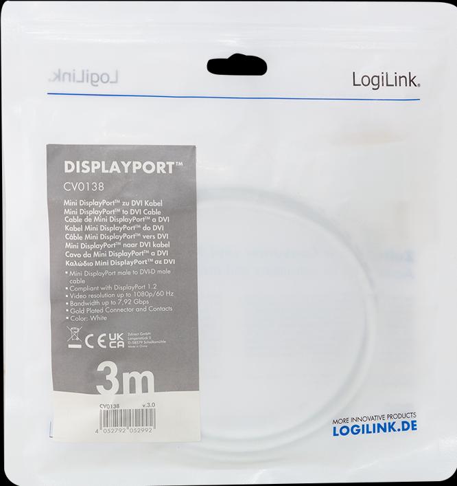 Produktbild LogiLink Mini DisplayPort — DVI (3 m, DisplayPort)