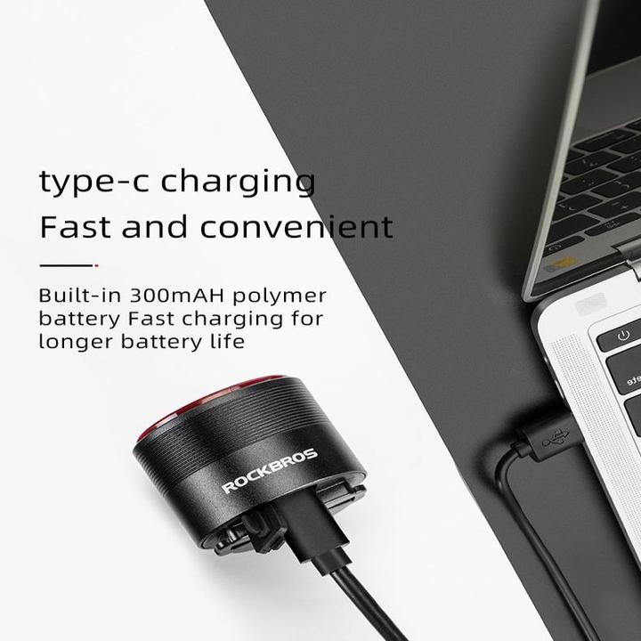 Image du produit Rockbros Lampe de vélo arrière Q3 avec système d'arrêt intelligent - noir
