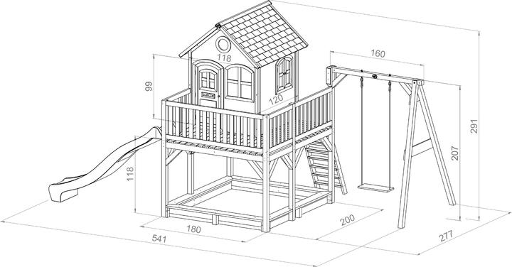 Immagine prodotto Axi Liam Playhouse con altalena singola marrone/bianco - scivolo blu