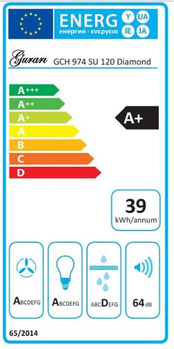 Energy Label Gurari GCH 974 SU 120 Diamond (Ceiling hood)