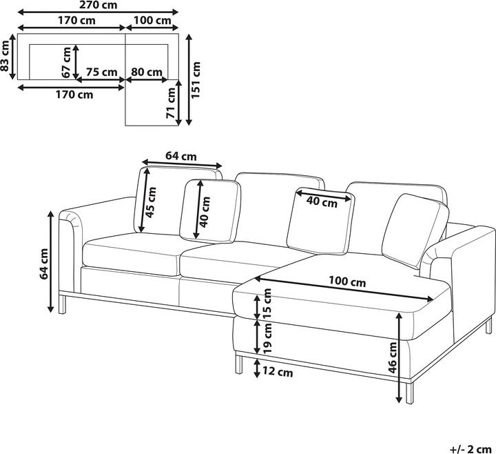 Produktbild Beliani Linkes Leder-Ecksofa beige Farbe OSLO (Ecksofa)