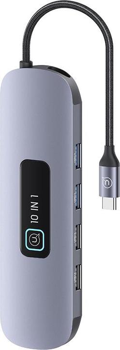 Usams US-SJ644 PD100W 10in1 Multifunctional Type-C HUB with Light(Type-C To HDMI+USB3.0*2+USB2.0*2+VGA+TF (USB-C, 10 Ports)