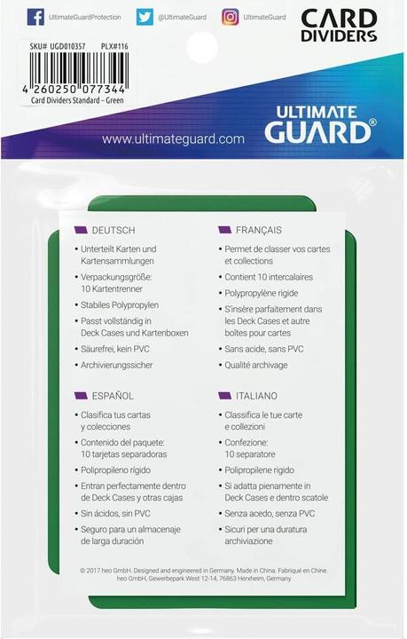 Immagine prodotto Ultimate Guard Separatore di carte formato standard verde 10