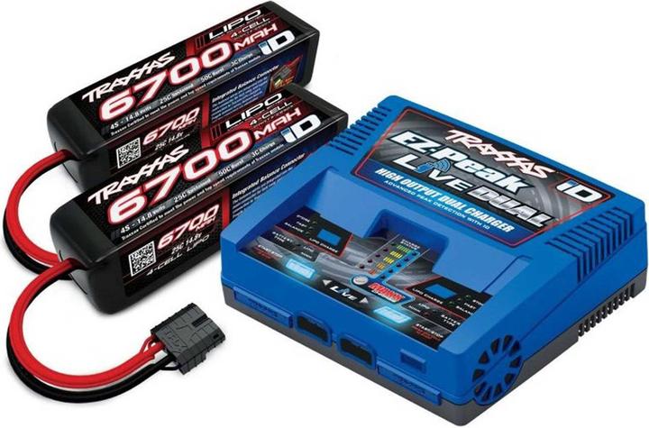 Traxxas LIVE EZ-Dual Plus Charger 2973G + 2x 4S Lipo 6700mAh 2890X versione EU / 8S