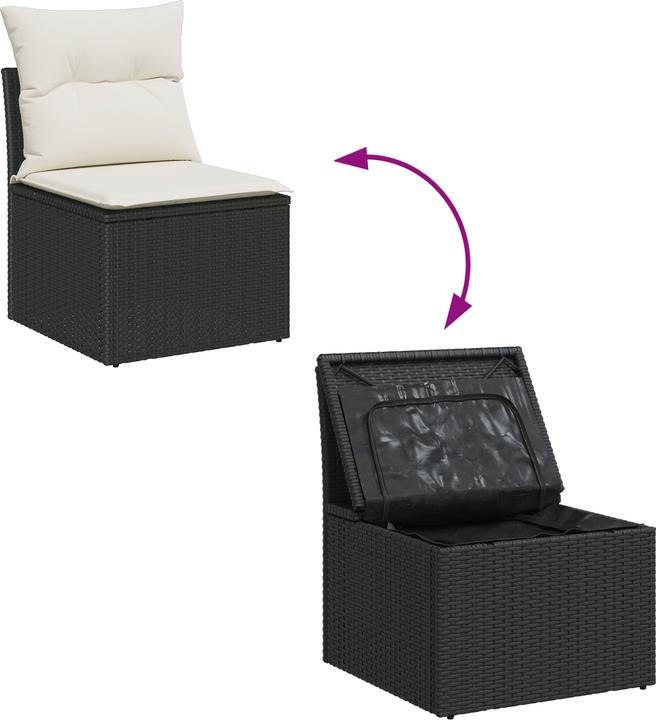 Produktbild VidaXL 10-teilige Garten-Sofa-Set mit Kissen Schwarz Poly Rattan Akazie