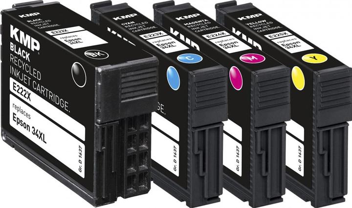 Produktbild KMP E222XV Multipack BK/C/M/Y kompatibel mit Epson T 3476 XL (M, C, Y, BK)