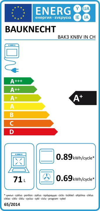 Label énergétique Bauknecht BAK3 KN8V IN CH