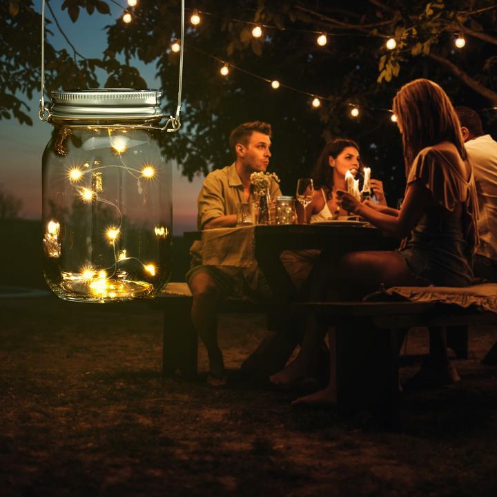 Actual product image Relaxdays Set of 2 LED Solar Mason Jars (9 x 8 x 13 cm, 2 x)