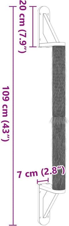 Produktbild VidaXL Kratzsäule Wandmontage 109 cm Sisal (109 cm, Braun)