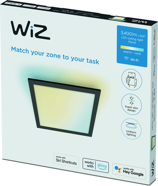 Immagine prodotto WiZ Plafoniera a pannello quadrata accordabile bianca 3400lm nera Confezione singola (3400 lm)