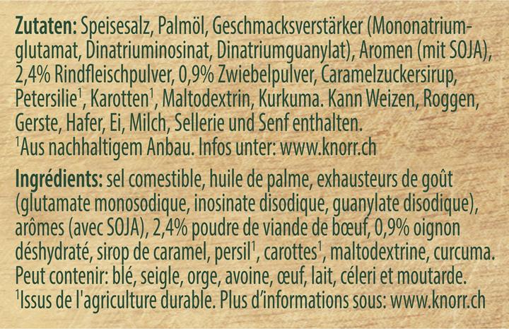 Nährwerte und Zutaten Knorr Fleisch Bouillon (5000 ml)