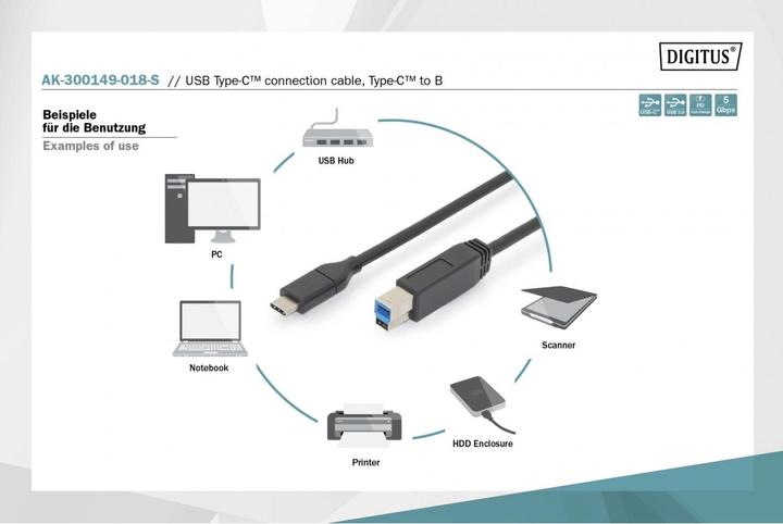 Actual product image Digitus USB C – USB B (1.80 m, USB 3.0)