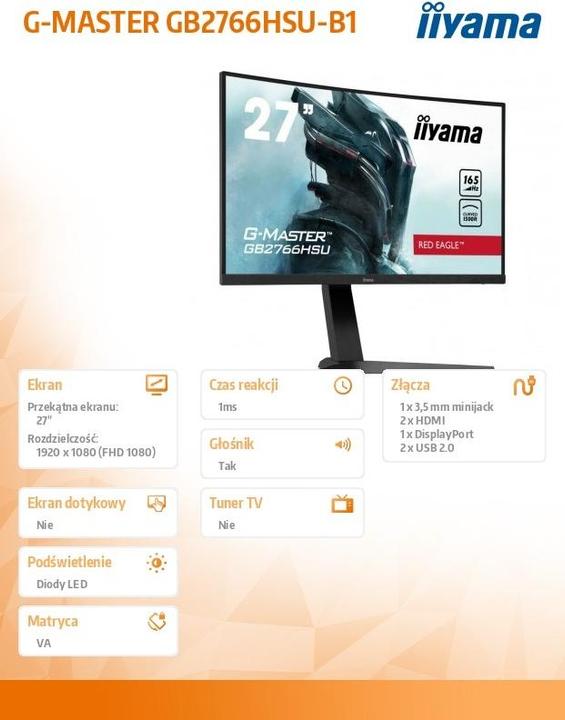 Actual product image iiyama 2766HSU-B1 (1920 x 1080 pixels, 27")
