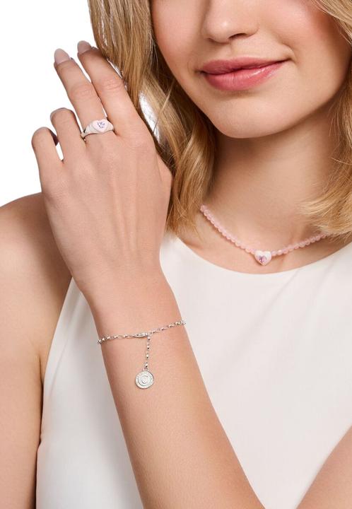 Produktbild Thomas Sabo Charm Armband mit Schimmernden Weissem Kaltemaille Silber (19 cm, 925er Silber, Emaille)