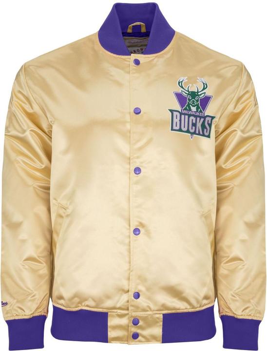 Mitchell & Ness M&N Lightweight Satin Jacke - Milwaukee Bucks gold - M (M)