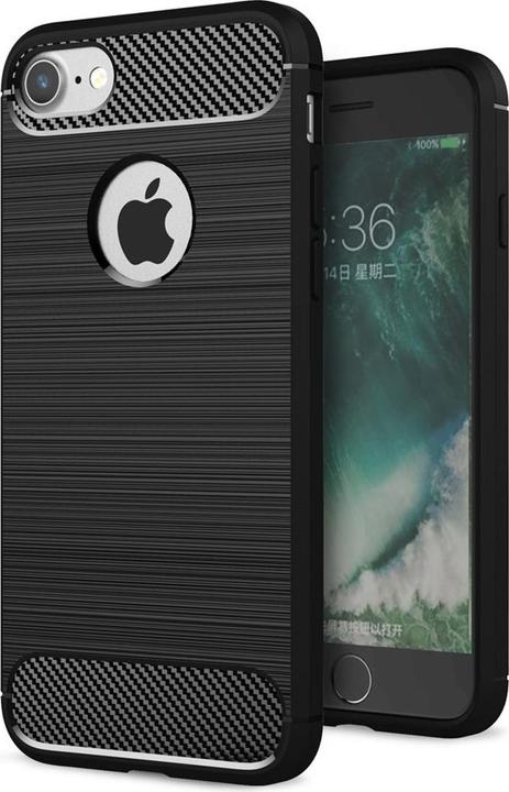 Produktbild König Design Apple iPhone 8 TPU Case Carbon Fiber Optik Brushed Motiv Schutz Hülle Schwarz (Apple iPhone 8)