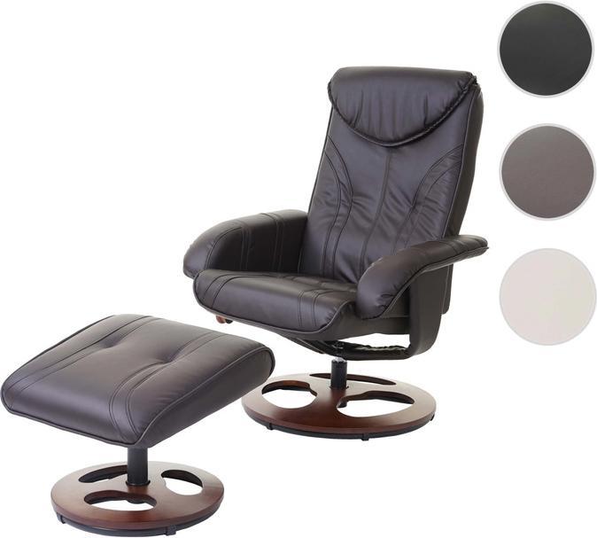 Produktbild Swisshandel24 Relaxsessel, Fernsehsessel Sessel mit Hocker, Kunstleder - braun
