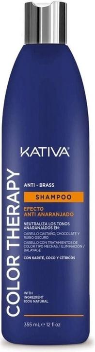 Actual product image Kativa Color Therapy Anti-Brass Blue Mattifying Shampoo Anti-Orange Effect 355ml Shea, Coconut, and (355 ml, Liquid shampoo)