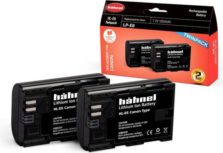 Actual product image Hähnel HL-E6, 2pcs camera battery replaces original battery LP-E6 7.2 V 1650 mAh (Camera battery)