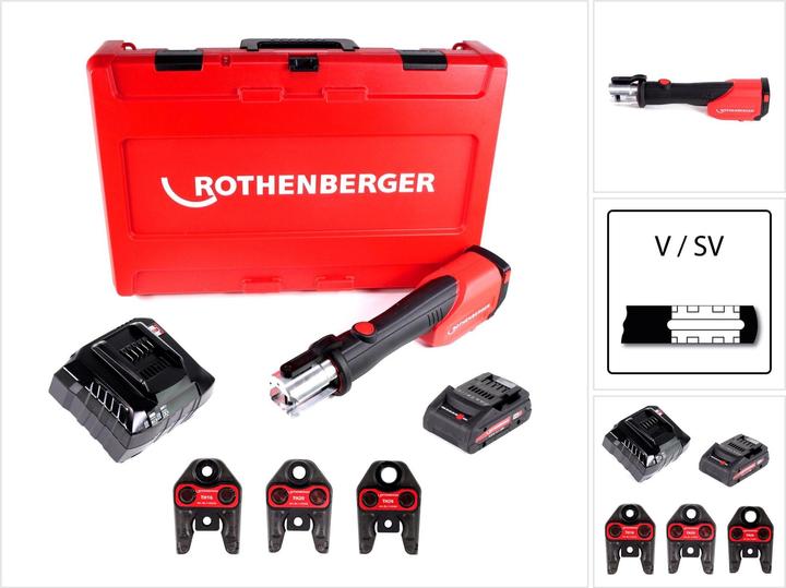 Rothenberger ROMAX 4000 Set TH16-20-26 mm Akku Pressmaschine + 1x Akku 4,0Ah + Ladegerät + Pressback