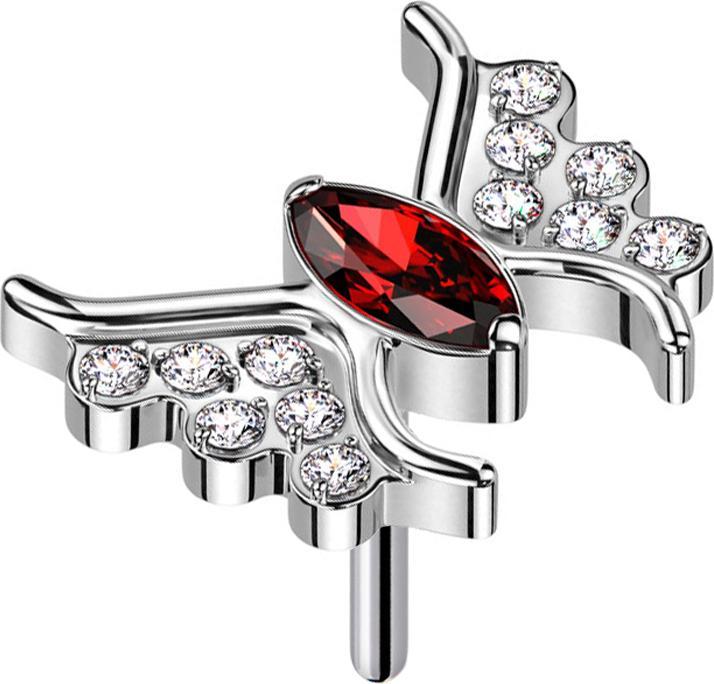 Immagine prodotto Star Piercing Farfalla Threadless argento cristallo rosso (senza ottone, Titanio G23)