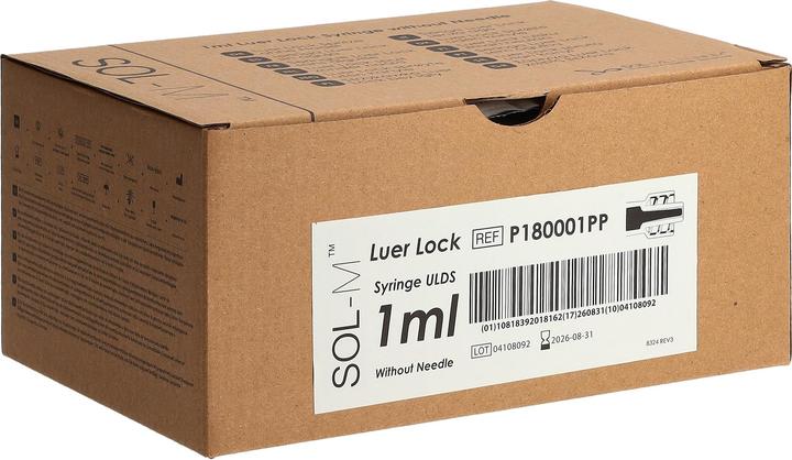 Sol-m Spritze PP 1ml Luer Lock steril 3-teilig 100 Stk