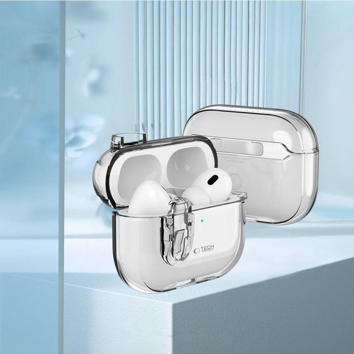 Actual product image Tech-Protect Headphone case Apple SLIM HOOK APPLE AIRPODS PRO 1 / 2 Transparent (Headphone bag)