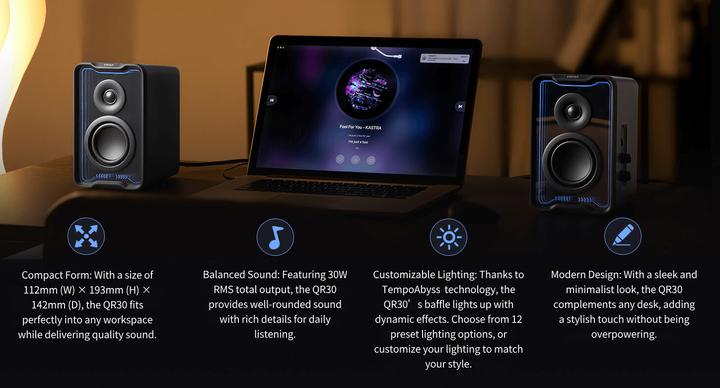 Actual product image Edifier QR30 Speakers (black) (1 pair, 30 W)