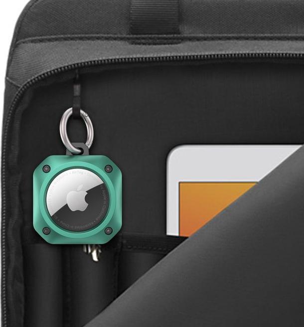 Actual product image MU Style Rugged TPU AirTag protective case with key ring