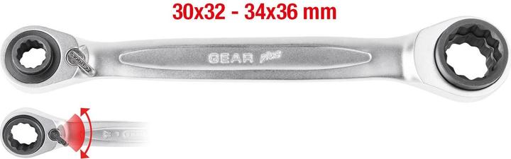 Produktbild KS Tools 4 in 1 GEARplus Doppel-Ratschenringschlüssel (34 mm)