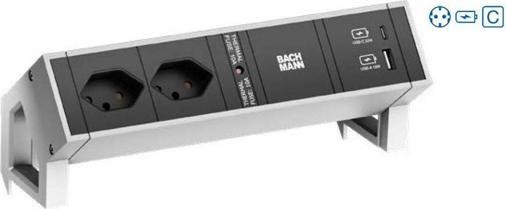 Produktbild Bachmann DESK2 2xCEE7/3 1xUSB A&C 22W (2 x, CEE 7/3, 0.20 m)