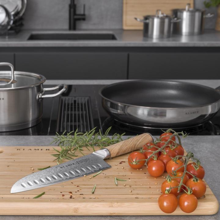 Produktbild KLAMER Santoku Damastmesser Olive 18 cm Kochmesser (18 cm)