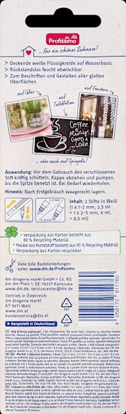 Nährwerte und Zutaten dm Profissimo Kreidestifte (Weiss, 2 x)