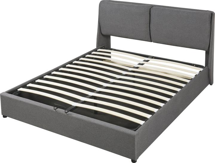 Produktbild En.Casa Polsterbett Lunner mit Matratze 160x200 cm Dunkelgrau (160 x 200 cm)
