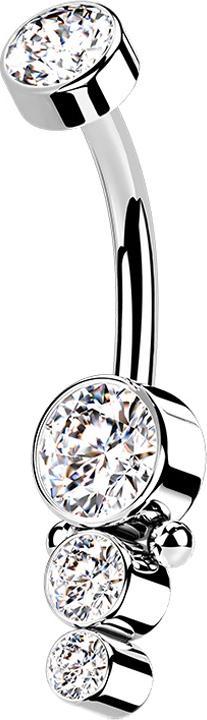 Immagine prodotto Star Piercing Disco d'argento con filo interno a banana con cristallo e tre cristalli (Acciaio chirurgico 316L, senza ottone)