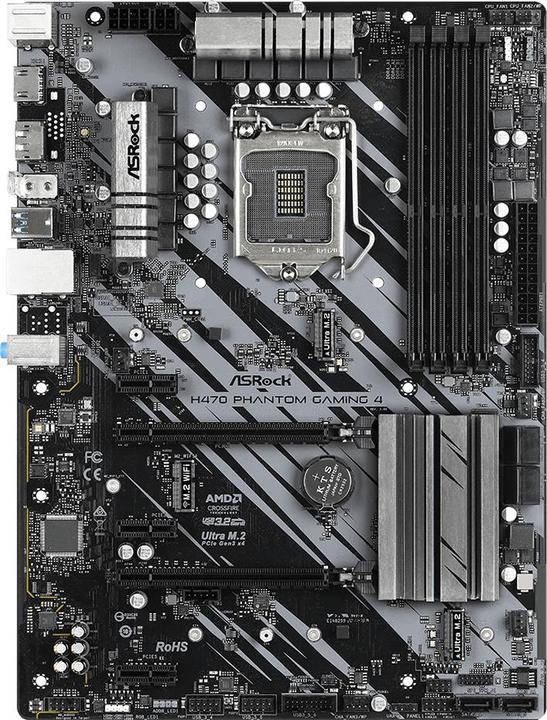 Produktbild AsRock H470 Phantom Gaming 4, Intel H470 Mainboard - Sockel 1200 (LGA 1200, Intel H470, ATX)