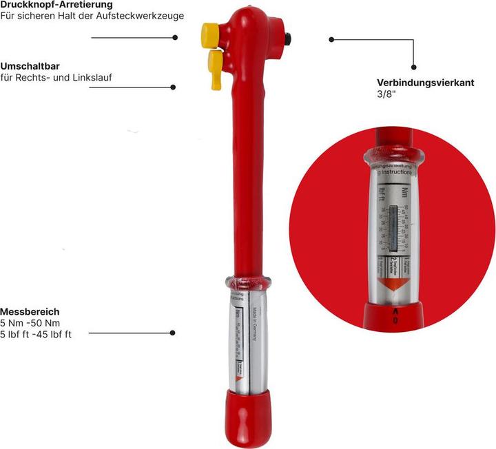 Immagine prodotto Friedrich Chiave dinamometrica - 5-50 N m - 3/8" - 1000 V (3/8", 5 Nm, 50 Nm)