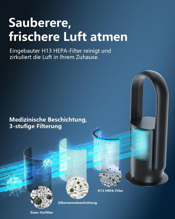Actual product image U Ultty Rotorloser Turmventilator mit Luftreiniger und HEPA Filter (32 dB)