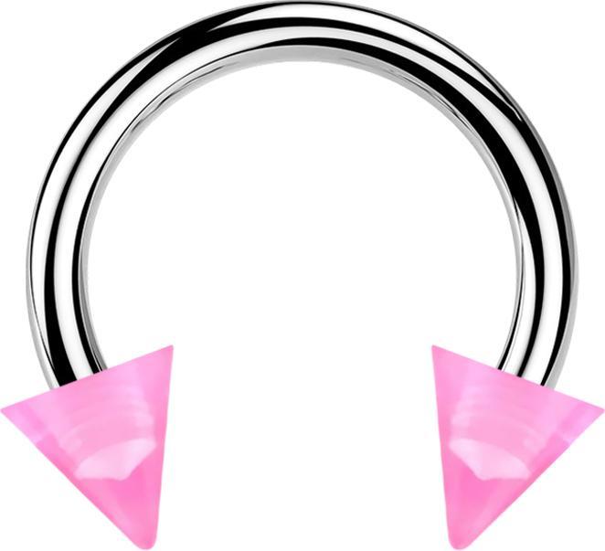Immagine prodotto Star Piercing Micro Circular Barbell silber mit zwei Cones pink transparent (senza ottone, Acrilico, Acciaio chirurgico 316L)