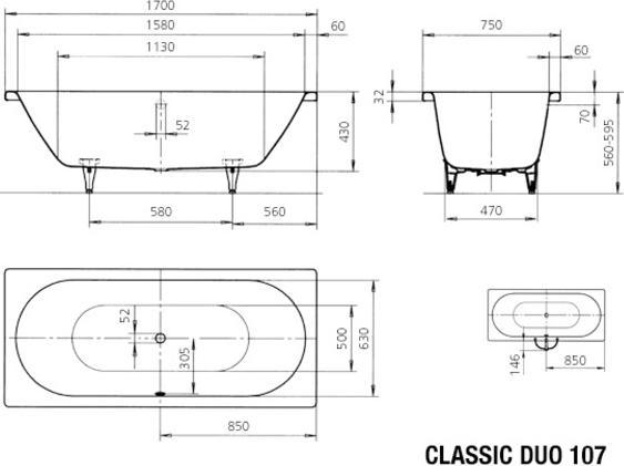Produktbild Kaldewei Classic Duo 107 170x75cm