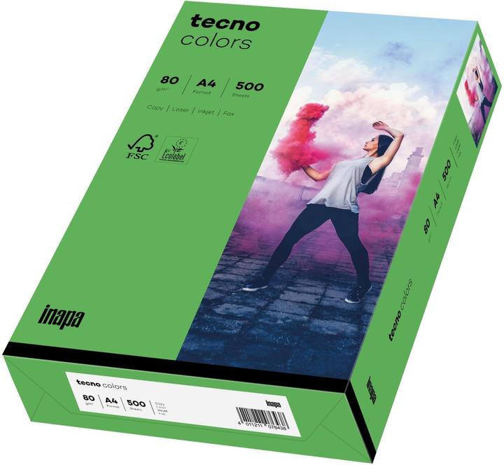 Produktbild Inapa Multifunktionspapier colors, A4, 80 g/qm, intensivgrün blanko, für Inkjet-, Laserdrucker, Kopierer (80 g/m², 500 x, A4)