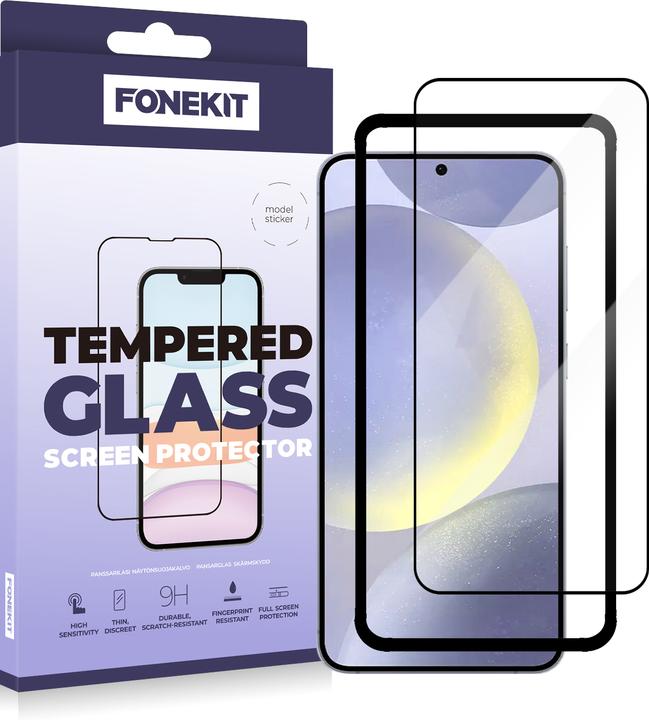 Produktbild FoneKit Full Cover -panssarilasi, Samsung Galaxy S24+, musta (1 Stück, Samsung Galaxy S24+)