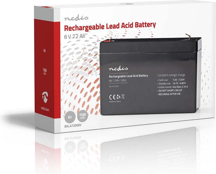 Actual product image Nedis Rechargeable lead-acid battery - Rechargeable - 6 V - 7200 mAh - 151 mm - 34 mm - 9 (6 V, 7.20 Ah)