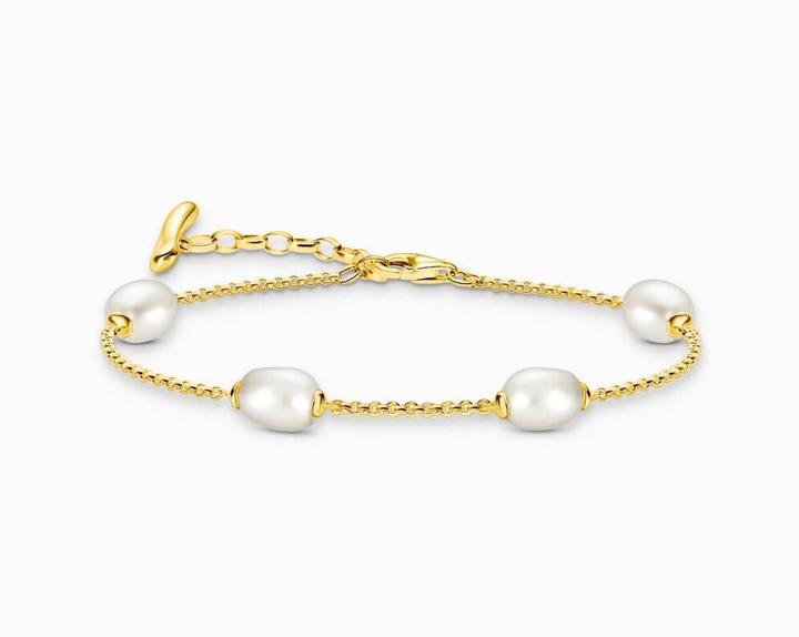 Immagine prodotto Thomas Sabo Armband mit Perlen Natural Beauty vergoldet (19 cm, Perla coltivata in acqua dolce, Argento 925)
