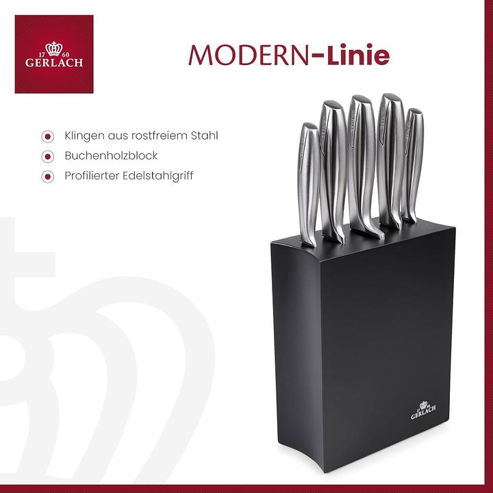 Actual product image Gerlach Jerlach Modern knife in black 5 pcs. in the block.