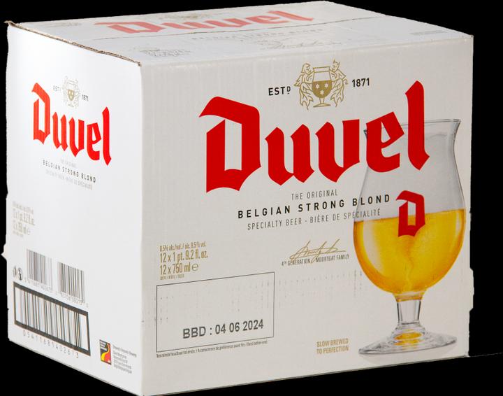 Actual product image Duvel is a blond Belgian beer with treacherous appearance. (12 x 75 cl)