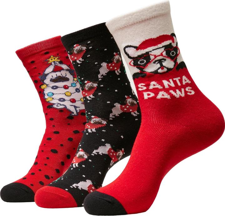 Urban Classics Pug Christmas Socks 3-Pack (3er Pack, 39 - 42)