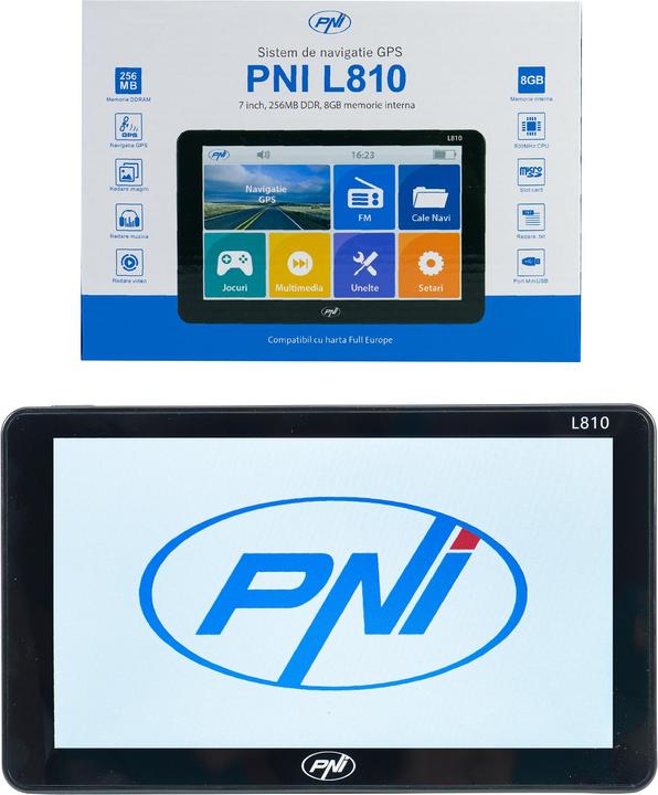 PNI GPS navigation system L810 7-inch screen, 800 MHz, 256 MB DDR, 8 GB internal memory, FM-Se (7")